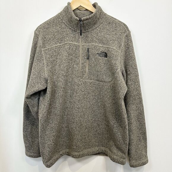 The North Face Pullover Mens Large Tan Fleece Sweater Quarter Zip Outdoor Hiking - Picture 1 of 12